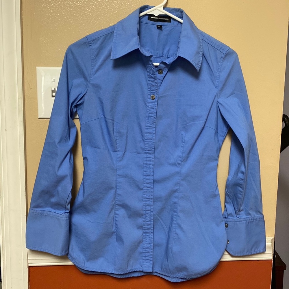 Express Design Studio XS Blue Long Sleeve Shirt